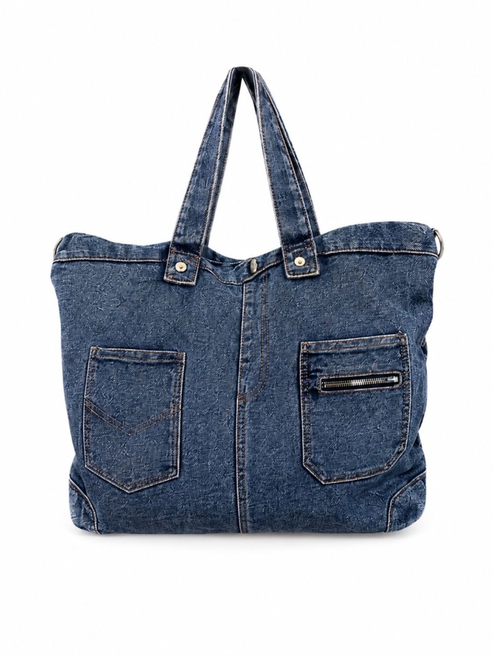 Large Denim Tote Bag, Blue Jean Shoulder Bag, Casual Everyday Tote Purse Vintage